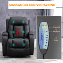 Poltrona Relax Elettrica Massaggiante e Riscaldata 1 Motore 85x94x104 cm in Similpelle Nera-7