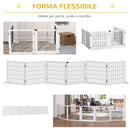 Cancelletto di Sicurezza per Cani di Piccola/Media Taglia 432x36x70 cm 6 Pannelli Pieghevoli in Legno e Acciaio Bianco