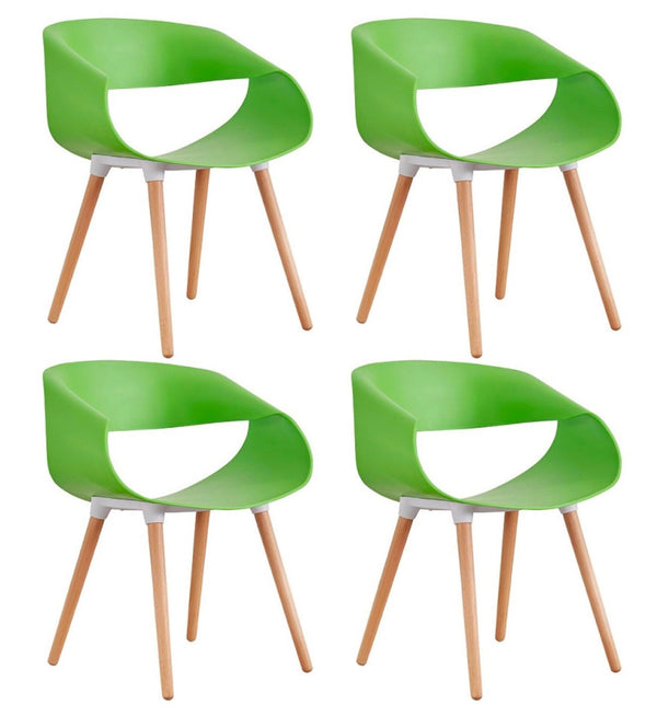 prezzo Set 4 Sedie in Polipropilene 45x71x60 cm Gambe in Faggio Fold Verde