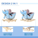 Cavallo a Dondolo per Bambini in Legno e Peluche Elefante Blu    