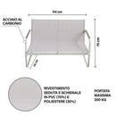 Set Salotto da Giardino 4 Posti Tavolino con Top in Vetro Bianco Saint Martin      