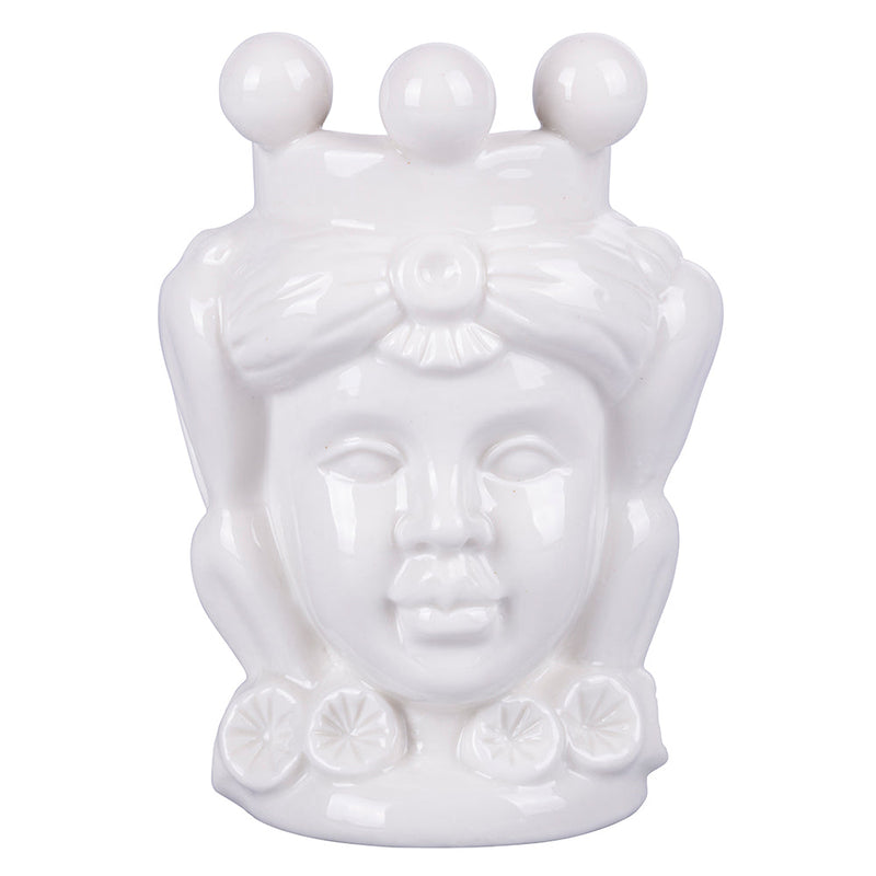 Umidificatore per Radiatori Testa di Moro Donna 10x6x14 cm  in Ceramica VdE Tivoli 1996 Sicilia