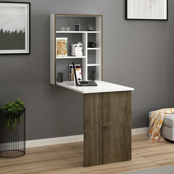 online Scrivania da parete richiudibile 93x58x157 cm Mina noce e bianco