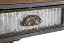 Console Illinois 111x40x76 cm in Ferro e Legno di Abete Grigio e Grigio e Naturale