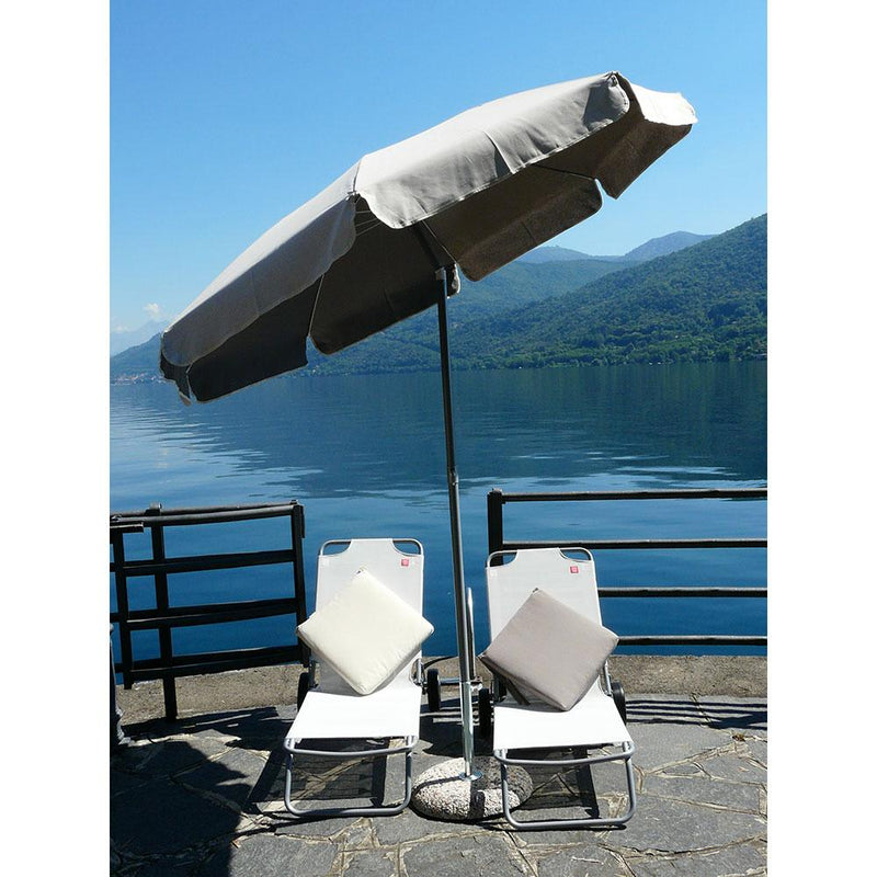 Ombrellone da Giardino Ø2 m Palo Ø33 mm in Acciaio Maffei Venezia Duplex Ecru/Tortora