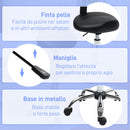 Sgabello Estetista Altezza Regolabile e Seduta Girevole in Finta Pelle Nero    