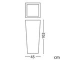 Vaso Quadrato Luminoso da Giardino Solare Autoricaricabile 45x45x102 cm in Polietilene Sined Solar 102 Bianco
