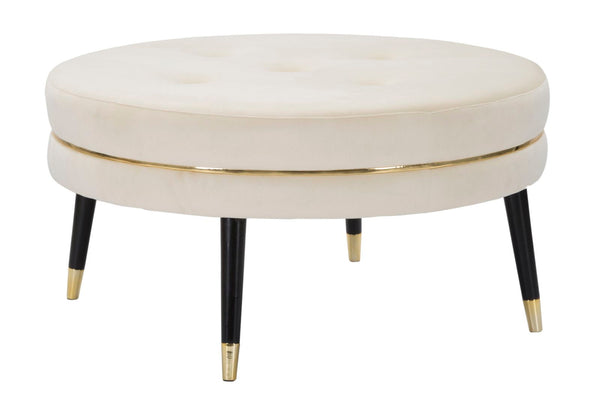 Puff Paris xxl Crema/Oro Ø90x46 cm in Legno Spugna Oro e Nero online