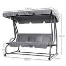 Dondolo Letto da Giardino 200x120x164 cm in Acciaio e Poliestere Grigio