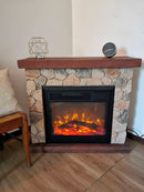 Camino Elettrico da Pavimento 90x80x30 cm Effetto Fiamma 1800W Sasso