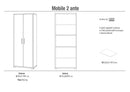 Armadio 2 Ante 71x182x41 cm Ossido Bianco/Ossido Nero