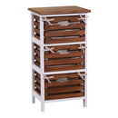 Cassettiera 3 Cassetti in Legno 35x27x66cm Atena Noce e Bianca