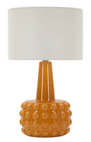 Lampada da Tavolo Gress Senape Ø30x51,5 cm in Ceramica e Ferro e Tessuto Senape e Bianco      