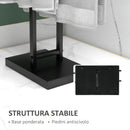 Piantana Portasciugamani da Bagno da Terra Autoportante 2 Bracci in Metallo 50x18,5x85 cm Nero