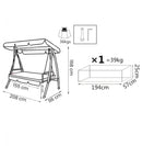 Dondolo Antigua con Cuscini 208x116x168 h cm in Acciaio Nero