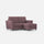 Divano 2 Posti con Pouf 172x145x85 cm Yasel in Tessuto Prugna