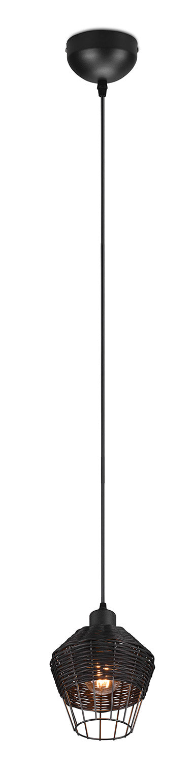 Lampada a Sospensione da Interno Attacco E27 in Tessuto Nero sconto
