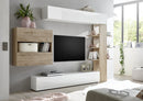Parete Attrezzata Mobili Soggiorno Mobile TV Libreria 2 Pensili TFT Akira 1 Bianco e Rovere