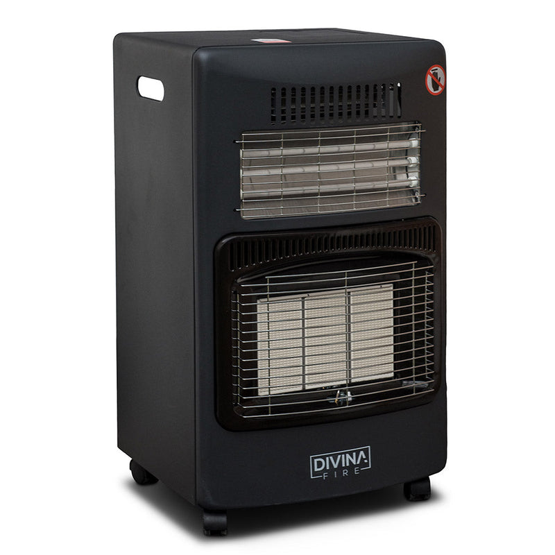 Stufa a Gas Gpl Ventilata da Interno con Ifrarossi e Alogena 4,2 kW Nera