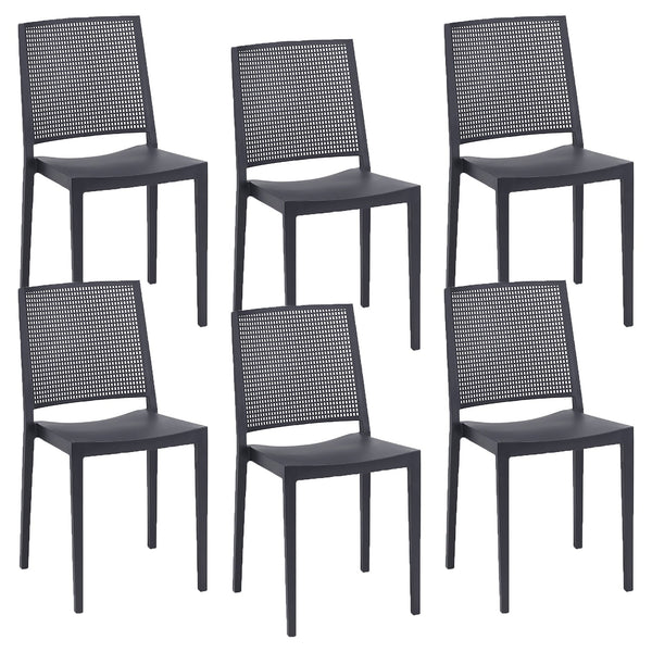 sconto Set 6 Sedie 46x56x81 cm in Polipropilene Porto Antracite