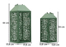 Lanterne Carving Coppia 17,8x17,8x44 cm in Metallo Verde      