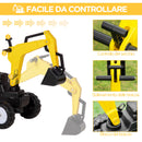 Trattore Ruspa a Pedali per Bambini 107x42x71 cm 6 Ruote in Acciaio e Plastica Giallo