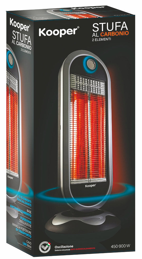 Stufa Elettrica al Carbonio 900W 2 Elementi Kooper