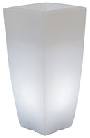 Vaso Luminoso Quadrato 40x40x90 cm in Resina Bauer Bianco Ghiaccio