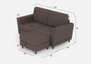 Divano 2 Posti con Pouf 152x155x85 cm Yasel in Tessuto Talpa