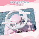 Macchina Cavalcabile per Bambini 18-36 Mesi 53x25x35 cm a Spinta Manuale con Clacson e Volante Funzionante in PP Rosa      