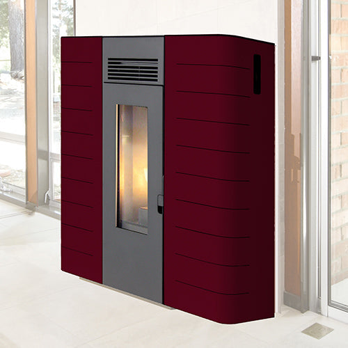 online Termostufa Stufa a Pellet Ad Aria 16,1 Kw 320 M3 King Idro Slim 16 Bordeaux