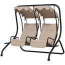 Dondolo da Giardino 2 Posti con Tetto Parasole 170x136x170 cm in Acciaio e Poliestere Beige