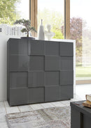 Mobile Alto Soggiorno 2 Porte in Melamina 121x42x111cm TFT Chequers Antracite