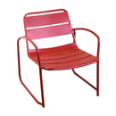 Set Tavolino e 2 Poltrone da Giardino in Metallo Bistro Rosso