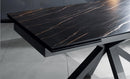 Tavolo Allungabile 160/240x90x76 cm in Metallo con Top Ceramica su Vetro Marmo Nero
