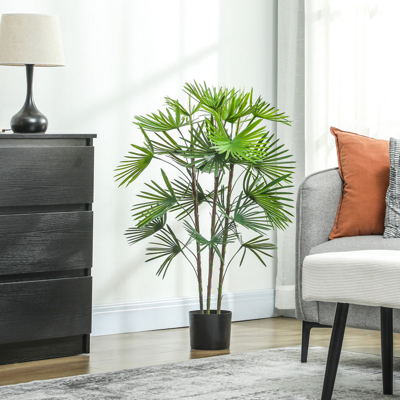 Pianta Artificiale Palma Alta 90 cm per Interni con Vaso in PE Verde  