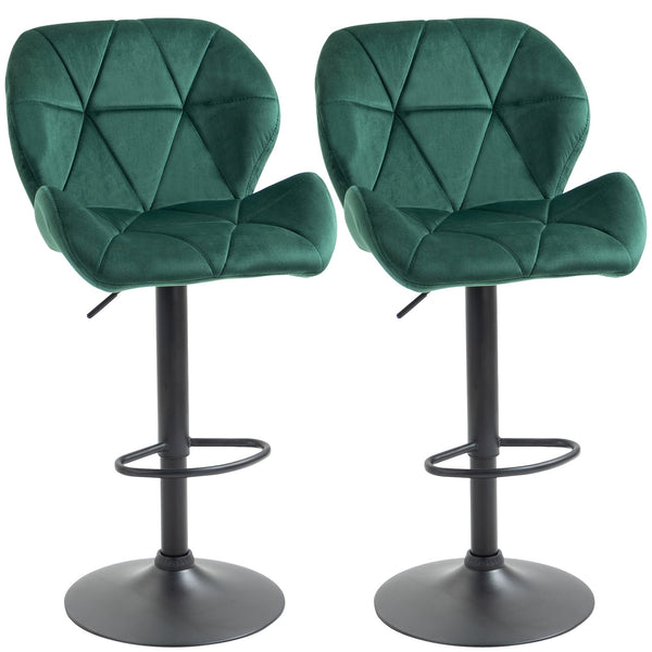 Set 2 Sgabelli da Bar 51,5x57,5x93-114,5 cm in Tessuto Effetto Velluto Verde prezzo