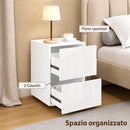 Set di 2 Comodini da Camera da Letto 40x40x58 cm con 2 Cassetti Capacità 30 kg in MDF Bianco      