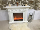 Camino Elettrico da Pavimento 102x120x33 cm Effetto Fiamma 1500W Olivia Bianco