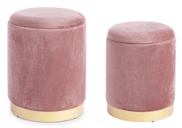 acquista Set 2 Pouf Contenitore Polina Rosa Antico in Tessuto effetto Velluto
