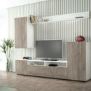 Parete Attrezzata Soggiorno Bridge 207x34x170 h cm in Truciolare bilaminato Rovere grigio