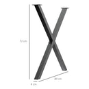 Set 2 Gambe Tavolo a X 80x4x72 cm in Acciaio Nero