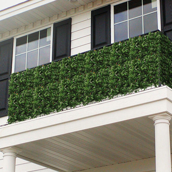 acquista Set 4 Pareti Verdi Verticali Artificiali 50x50 cm in PVC Foglie di Lauro Red Green Plus