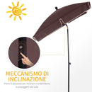Ombrellone da Giardino 2x1.25 m Palo Ø28 mm in Alluminio Inclinabile Marrone 
