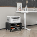 Mobile Porta Stampante a 2 Ripiani in Legno con Ruote per Ufficio e Studio 47x40x22,5 cm in Truciolato Nero