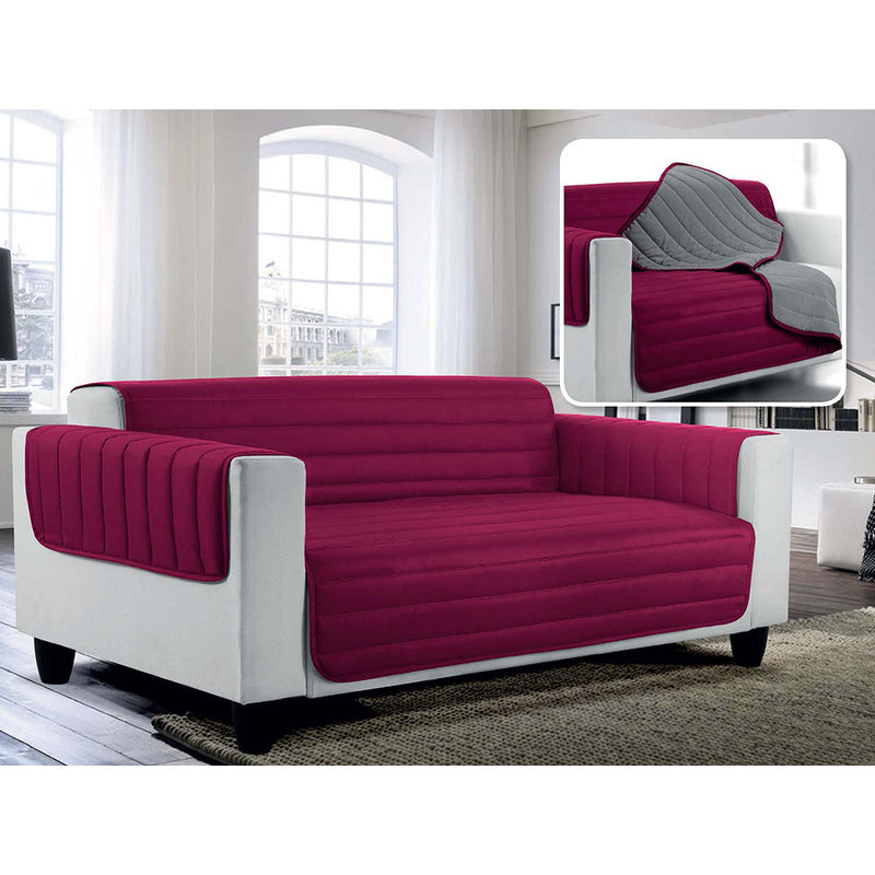 Copridivano Trapuntato in Microfibra Doubleface Bordeaux/Grigio Scuro 1 Posto