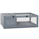 Casa per Tartarughe di Terra 91x60,5x32 cm con Pannello Apribile e 2 Spazi Separati in Legno di Abete Grigio      
