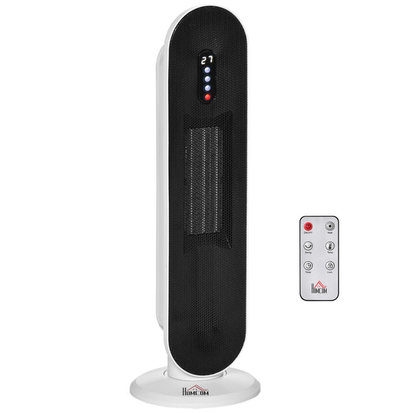 acquista Stufa Elettrica Oscillante 21x21x63.5 cm con Telecomando Timer e 2 Modalità in PP PA e Metallo Bianco e Nero