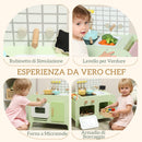 Set Cucina Giocattolo per Bambini da 3+ Anni con 15 Accessori in Legno Verde      