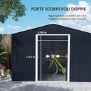 Casetta Box da Giardino Porta Attrezzi 277x195x192 cm con 2 Porte Scorrevoli Grigio Scuro  
